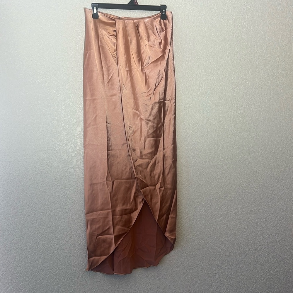 Line & Dot Lisa Midi satin skirt in ginger size large NWT